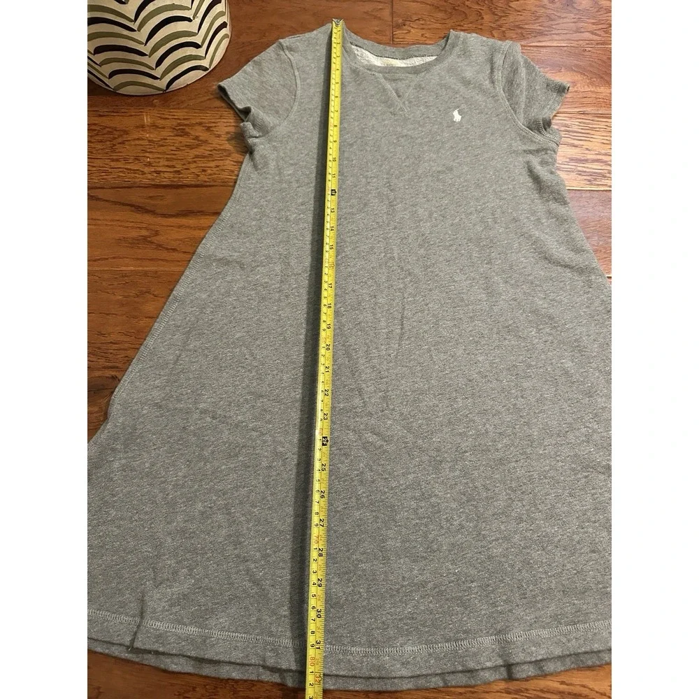 Polo Ralph Lauren Girls Large 12-14 Heather Gray French Terry Dress Pony Logo